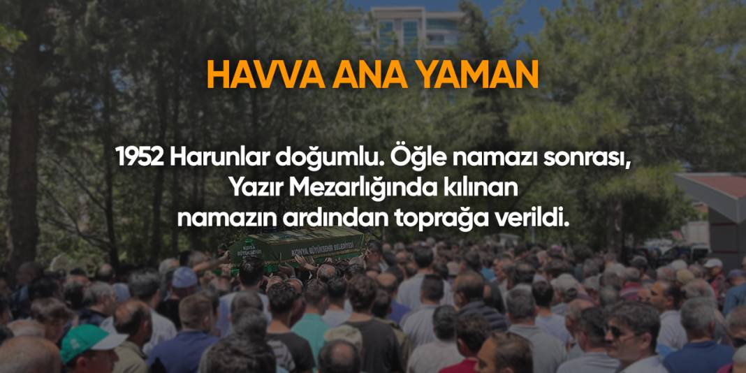 Konya'da bugün vefat edenler | 25 Şubat 2025 18